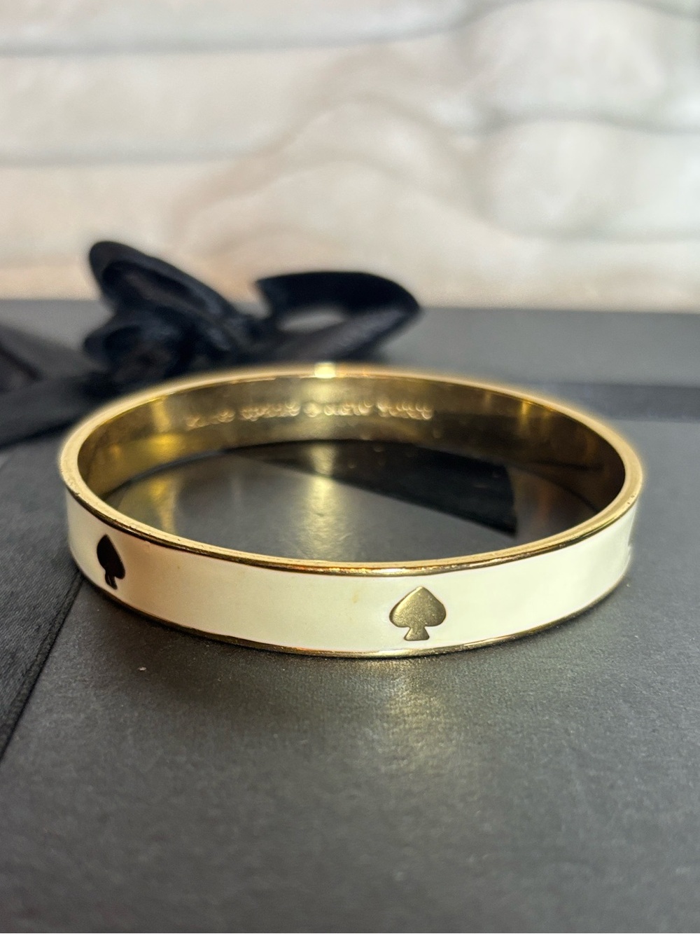 kate spade Gold and Cream Spade Motif Bangle Bracelet